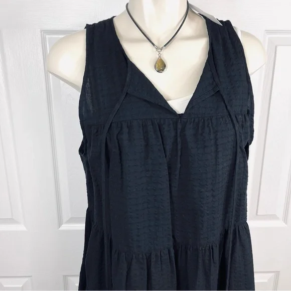 TOPSHOP tank top layered looking Flowy blouse SOLID BLACK V neck sleeveless 12 - Picture 11 of 11